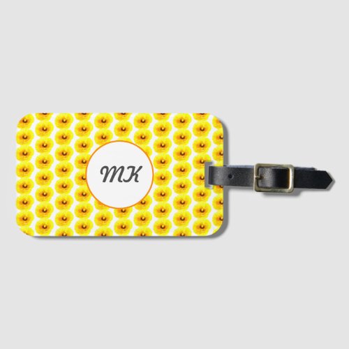 Poppy Floral Gold Yellow Abstract Monogram Gift Luggage Tag