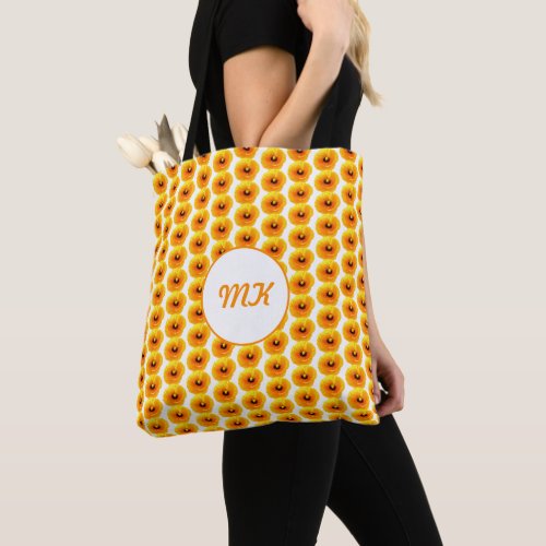 Poppy Floral Gold Yellow Monogram Gift Party Favor Tote Bag