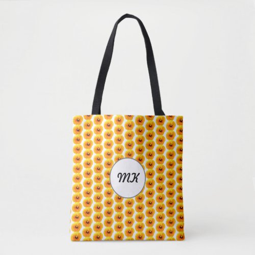 Poppy Floral Golden Gold Yellow Cute Monograms Tote Bag