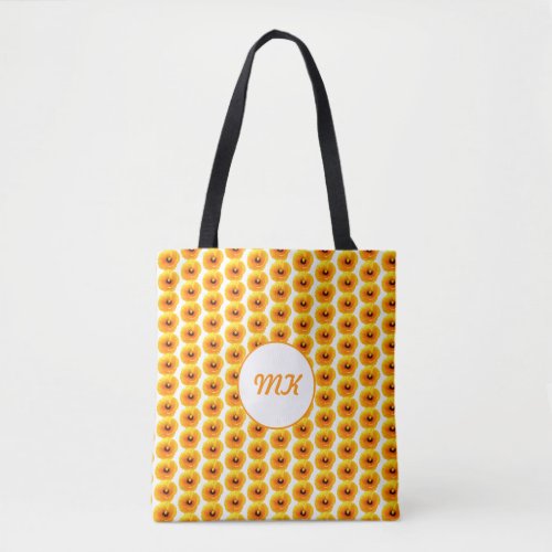 Poppy Floral Golden Gold Yellow Monograms Gift Tote Bag