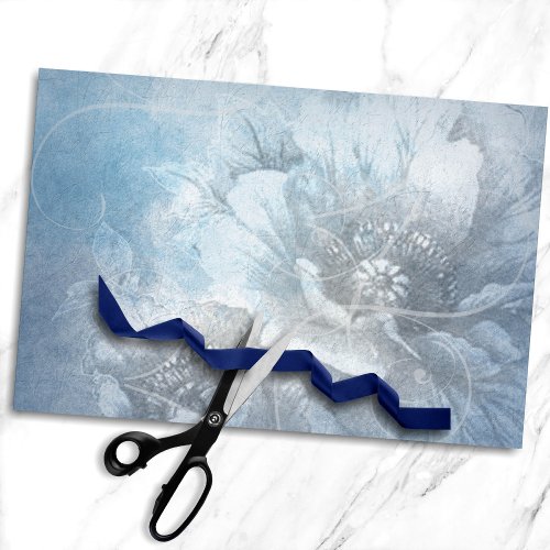 Poppy Floral  Gorgeous Blue Dusty Hued Flowers Tissue Paper