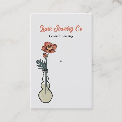 Poppy Floral Jewelry on Light Gray Pin Business Card