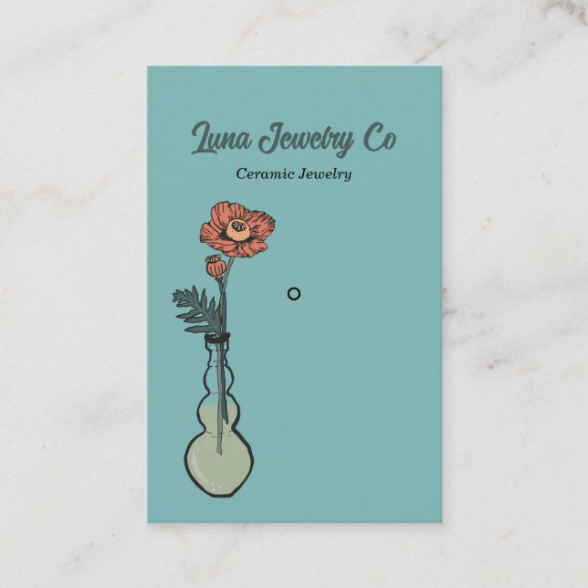 Poppy Floral Jewelry Pin Business Card (Front)