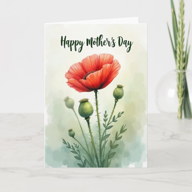 Poppy Floral Mothers Day Card (Front)