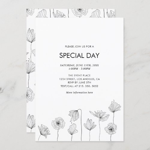 Poppy Floral Party Invitation for All Occasions