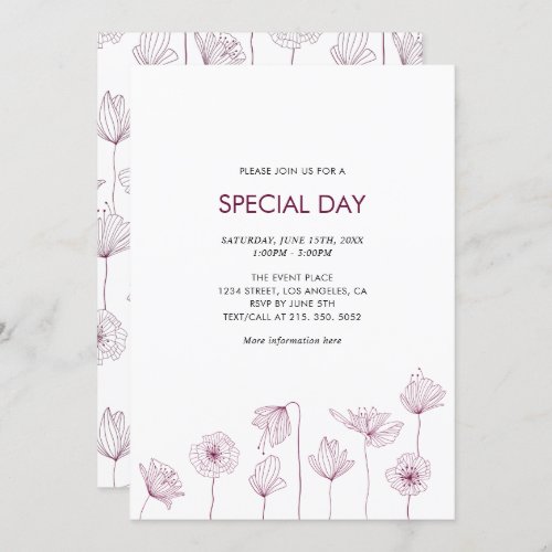 Poppy Floral Party Invitation for All Occasions