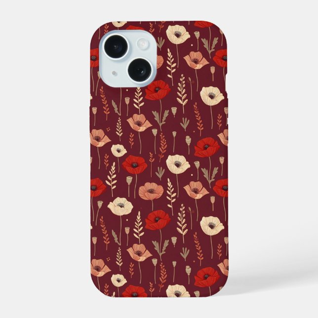 Poppy Floral Pattern Iphone Case (Back)
