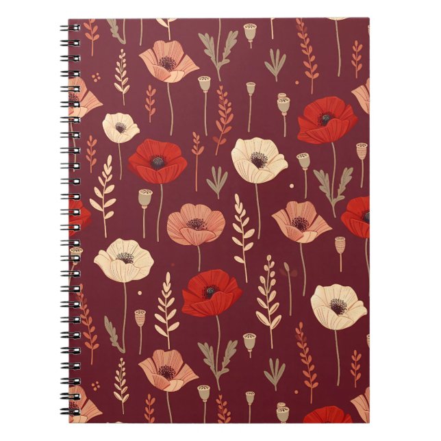 Poppy Floral Pattern Notebook (Front)