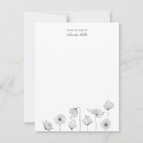 Poppy Floral Personalized Stationery Note Card