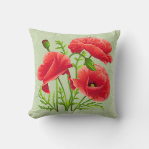 Poppy floral pillow