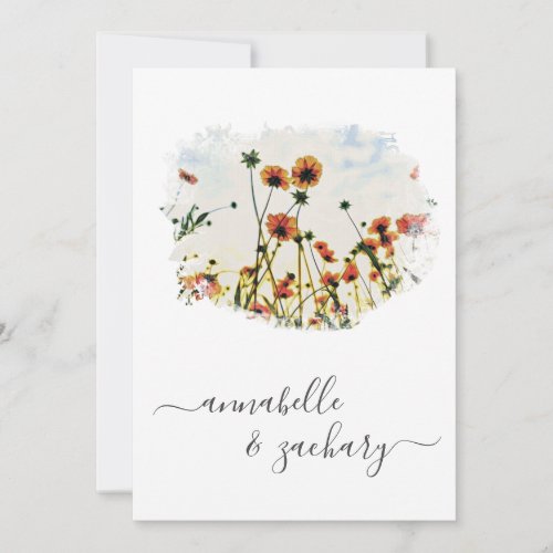 ** POPPY Floral RSVP -  QR  code AR9 Wedding Invitation