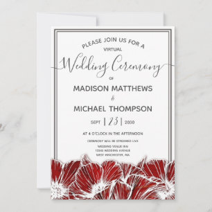Poppy Floral Virtual Wedding Livestream Wedding In Invitation