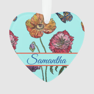 Poppy Floral Watercolor Girls Christmas Decoration