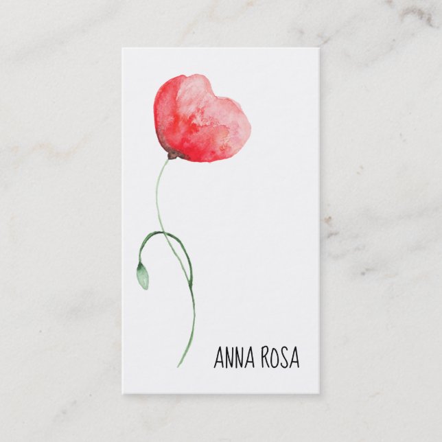 *~* Poppy Floral Wedding Event Planner Simple Business Card (Front)