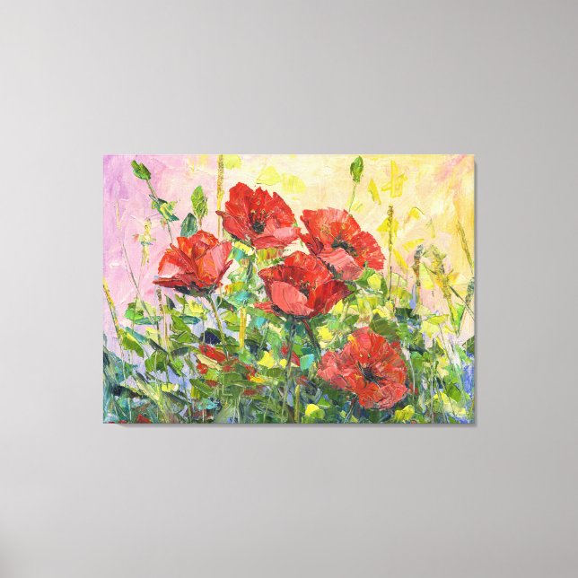 Poppy, flower abstract, modern painting, canvas print (Front)
