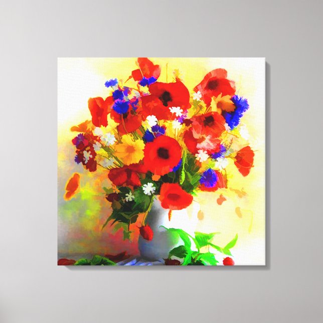 Poppy Flower Arrangement Canvas Print (Front)