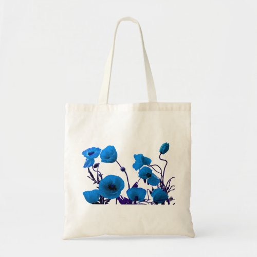 Poppy Flower Blue Floral Wedding Bridesmaid Gift Tote Bag