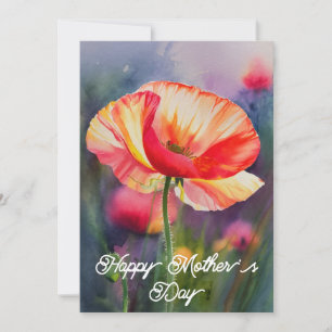 Poppy Flower Botanical Painting Mother's Day Card