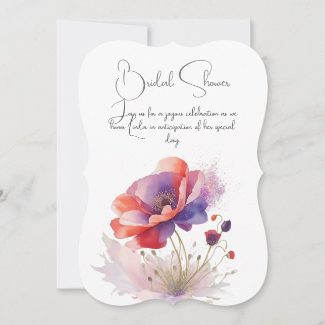 Poppy flower bridal shower floral invitation. invitation (Front)