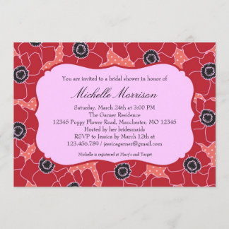 Poppy Flower Bridal Shower Invitation
