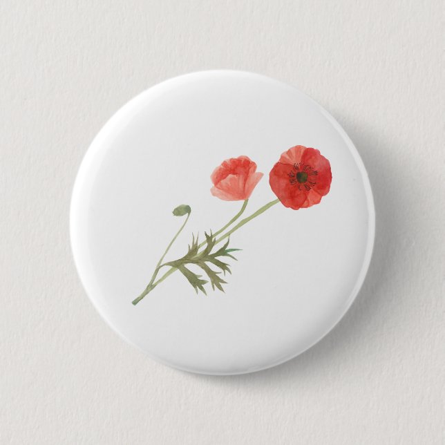 Poppy Flower  Button (Front)