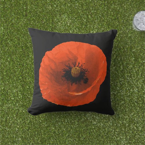 Poppy Flower Colorful Floral Abstract Custom Outdoor Pillow