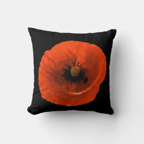 Poppy Flower Colorful Floral Abstract Custom Throw Pillow