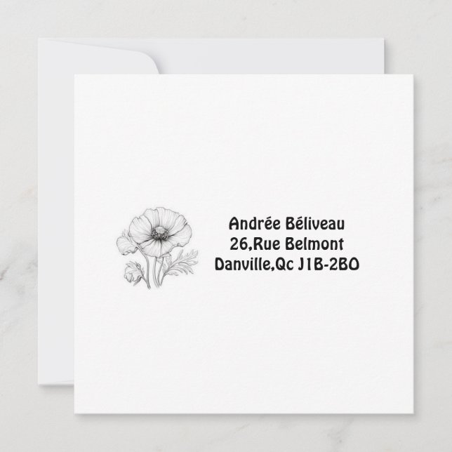 Poppy Flower Customizable Label Note Card (Front)