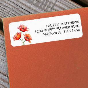 Poppy Flower Floral Orange Spring Label