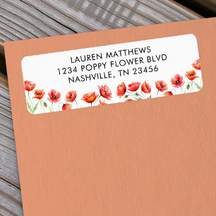 Poppy Flower Floral Orange Spring Label