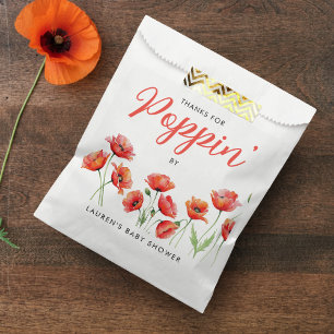 Poppy Flower Floral Spring Baby Bridal Shower Favor Bag