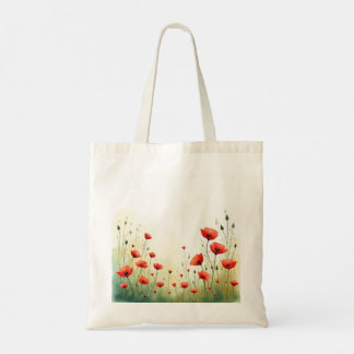 Poppy Flower Floral Weddings Bridesmaid Gift Favor Tote Bag