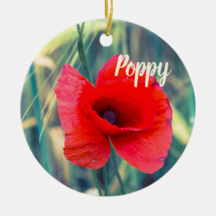 Poppy flower for gardeners and blossom lover gift ceramic ornament