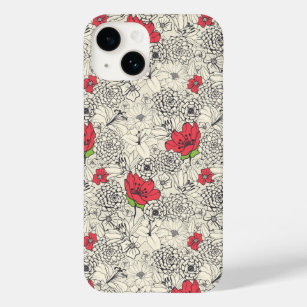 Poppy Flower Garden Pattern Case-Mate iPhone 14 Case