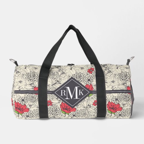 Poppy Flower Garden Pattern Duffle Bag