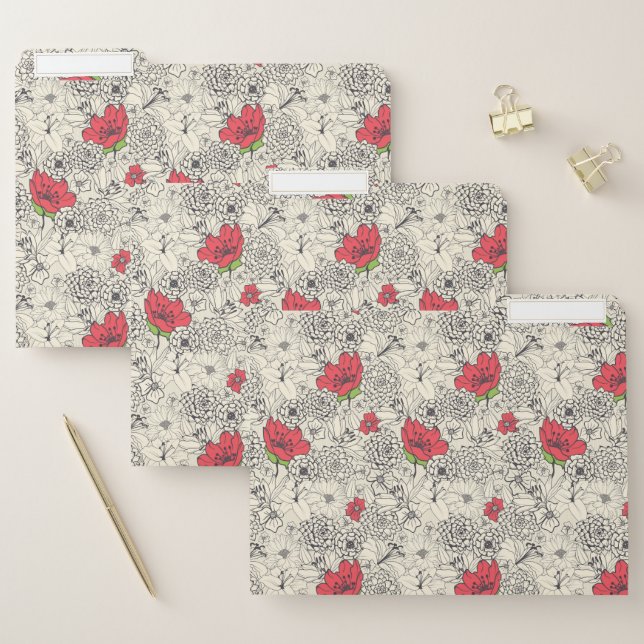 Poppy Flower Garden Pattern File Folder (Set)