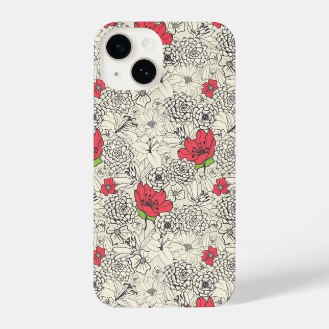 Poppy Flower Garden Pattern iPhone Case (Back)
