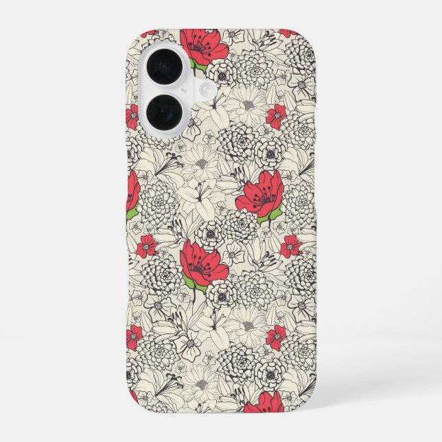 Poppy Flower Garden Pattern Iphone Case (Back)