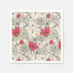Poppy Flower Garden Pattern Napkins