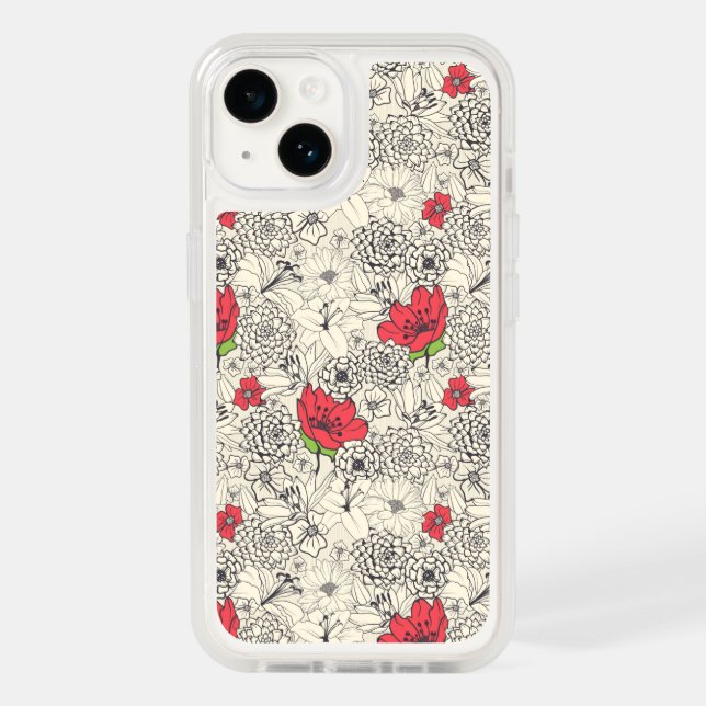 Poppy Flower Garden Pattern Otterbox iPhone Case (Back)