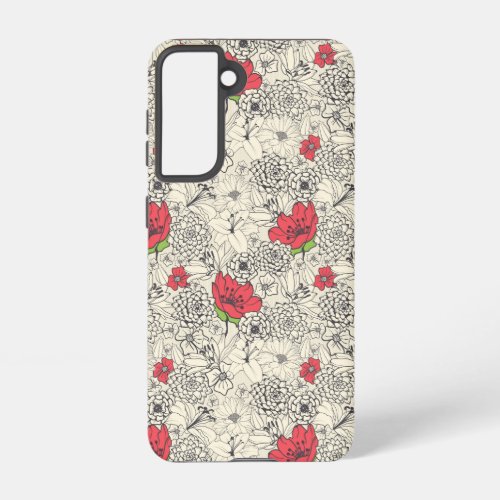 Poppy Flower Garden Pattern Samsung Galaxy S21 Case