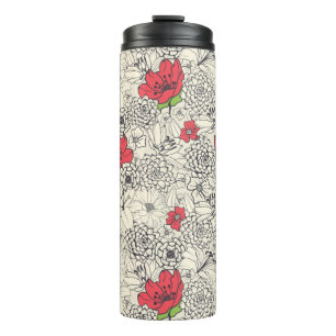 Poppy Flower Garden Pattern Thermal Tumbler