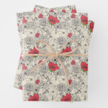 Poppy Flower Garden Pattern Wrapping Paper Sheets