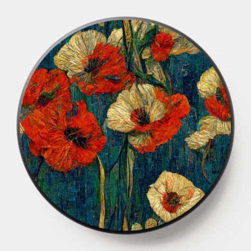 Poppy Flower Impasto painting Van Goghesque  PopSocket