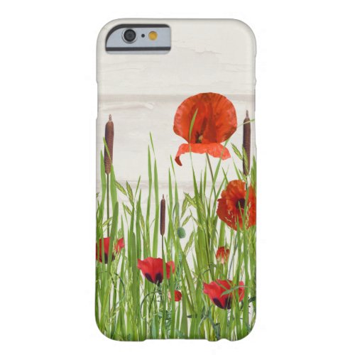 Poppy flower in grass barely there iPhone 6 case