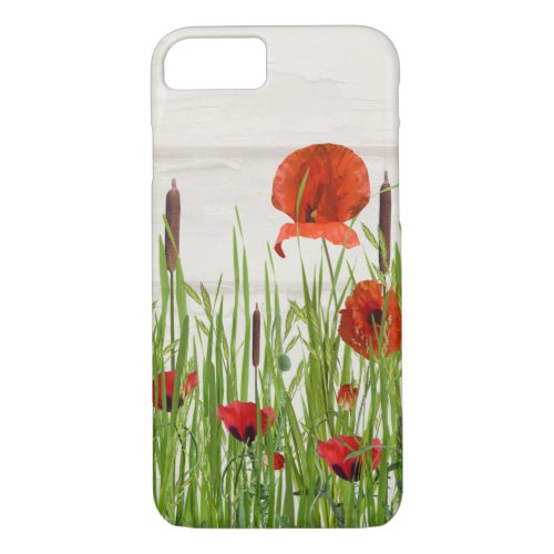 Poppy flower in grass iPhone 87 case