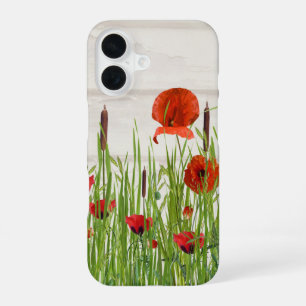 Poppy flower in grass iPhone 16 case