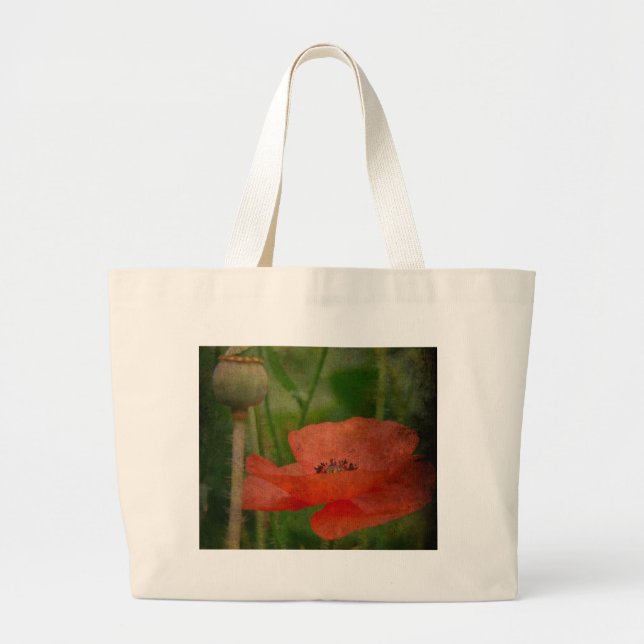 Poppy Flower Large Tote Bag (Front)