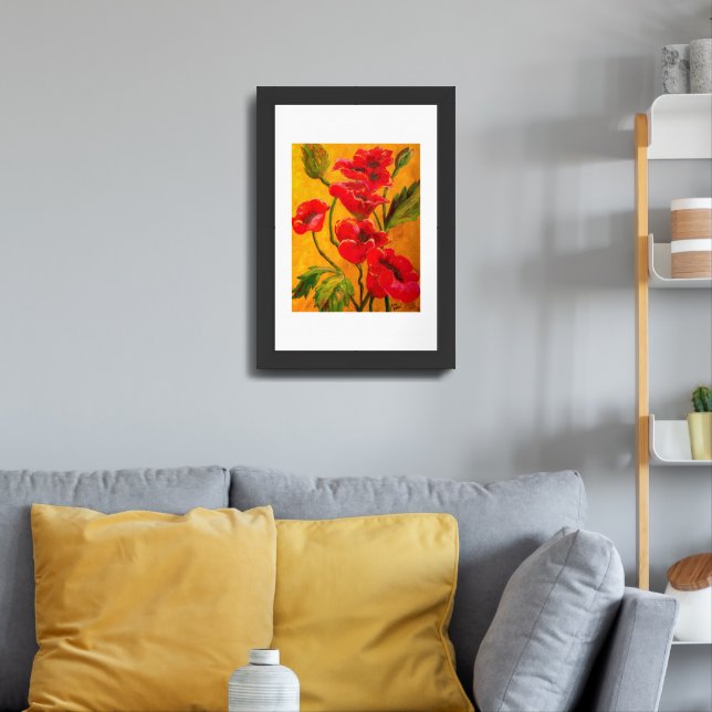 Poppy Flower Matted & Framed Art (Living Room 3)
