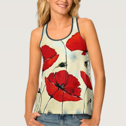 Poppy Flower Painting Racerback Tank Top